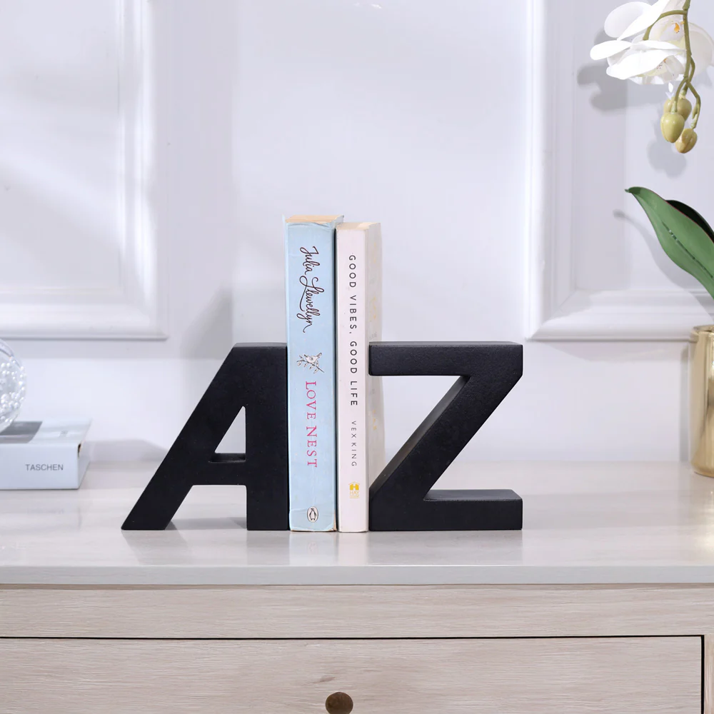 A to Z Concrete Bookends, Set of 2 - Black - Image 3