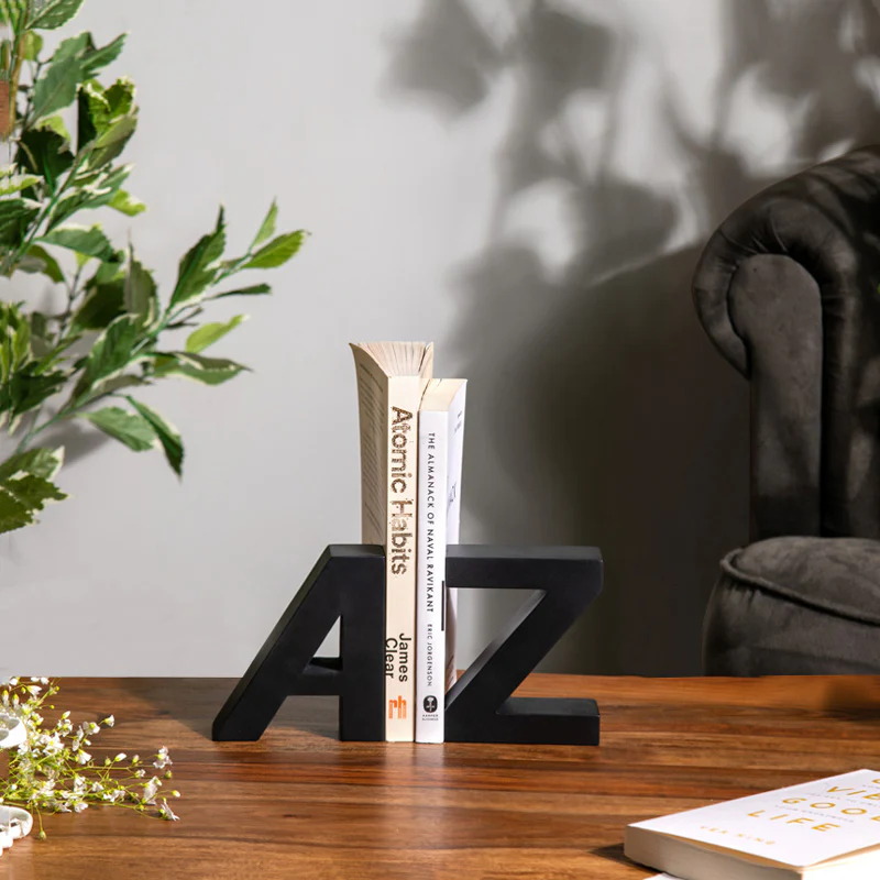 A to Z Concrete Bookends, Set of 2 - Black - Image 4