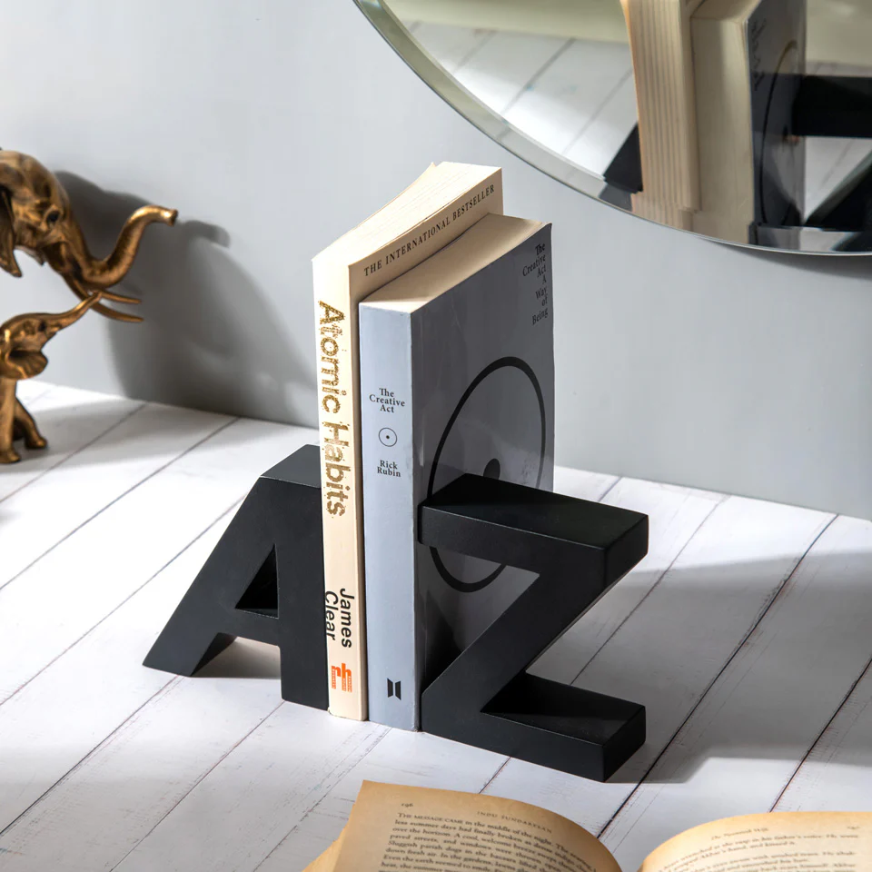 A to Z Concrete Bookends, Set of 2 - Black - Image 5