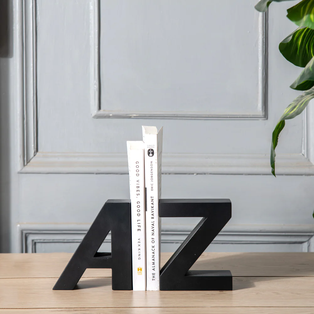 A to Z Concrete Bookends, Set of 2 - Black - Image 7