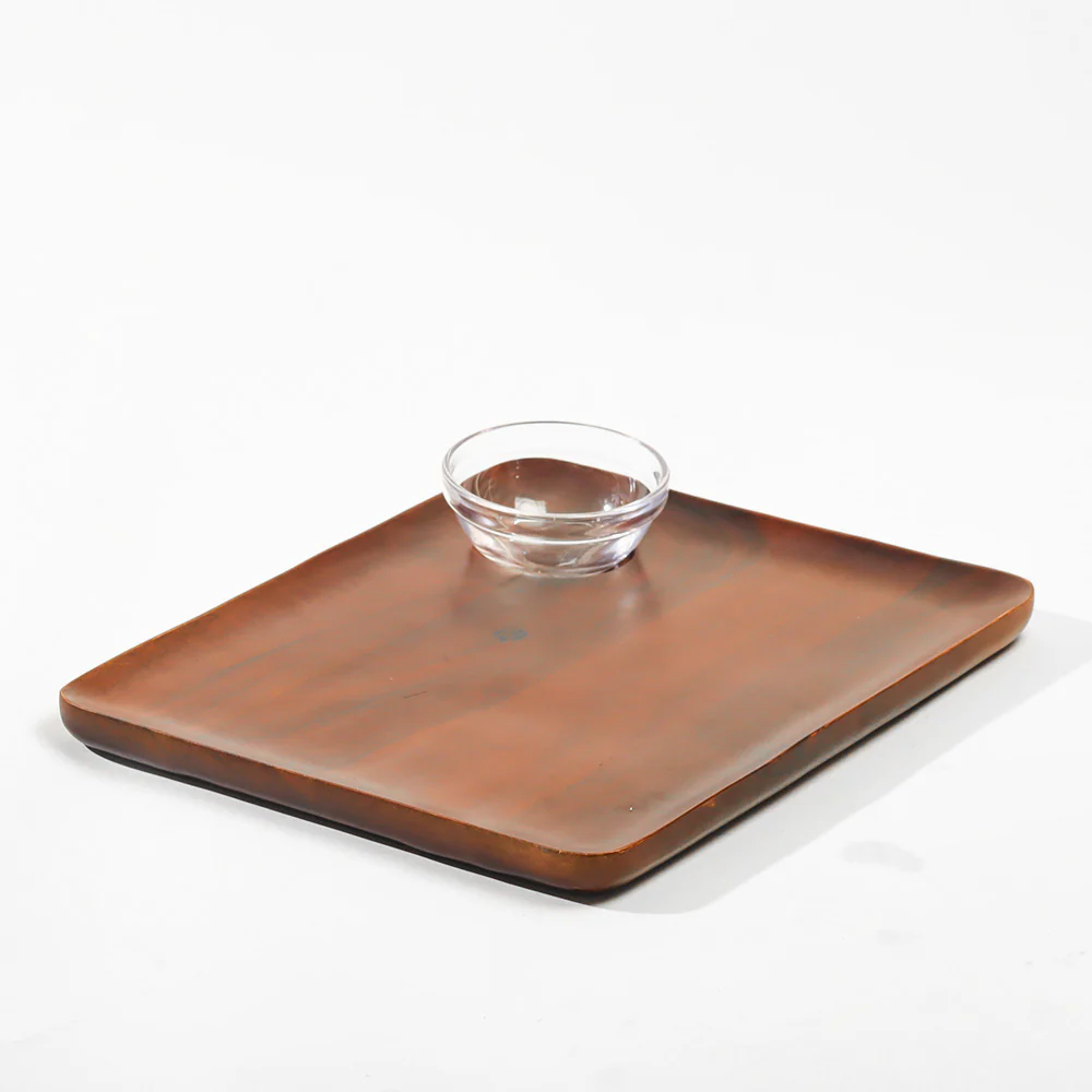 Acacia Wood Serving Platter with Bowl - Walnut - Image 3