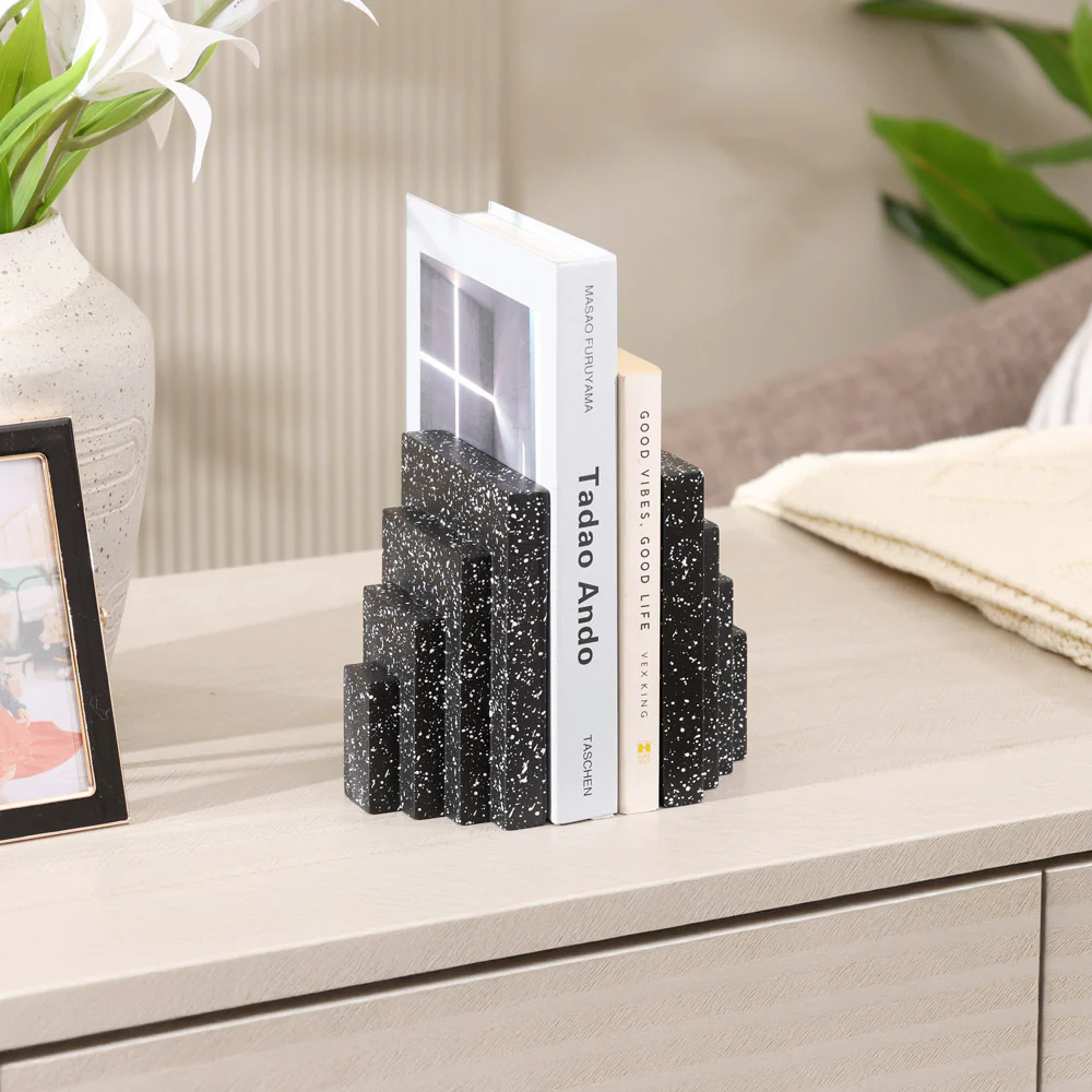 Accordion Bookends, Set of 2 - Speckled Black - Image 3