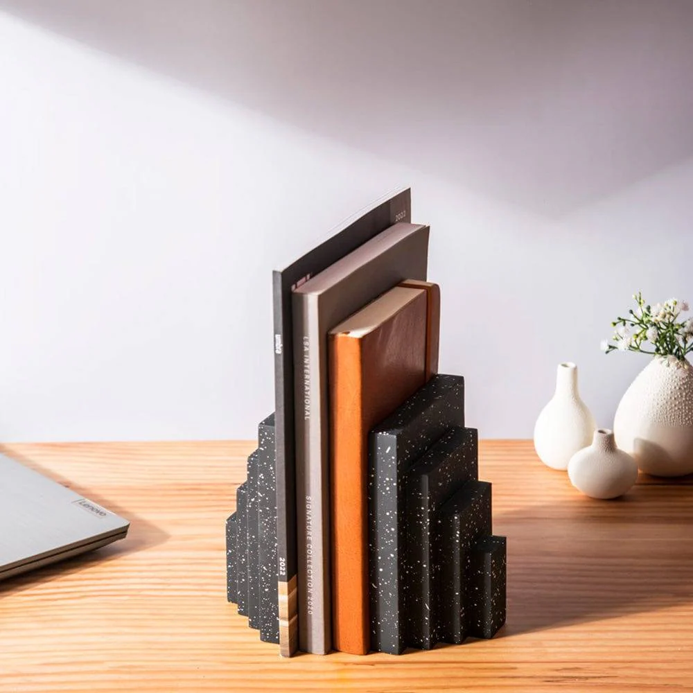 Accordion Bookends, Set of 2 - Speckled Black - Image 5