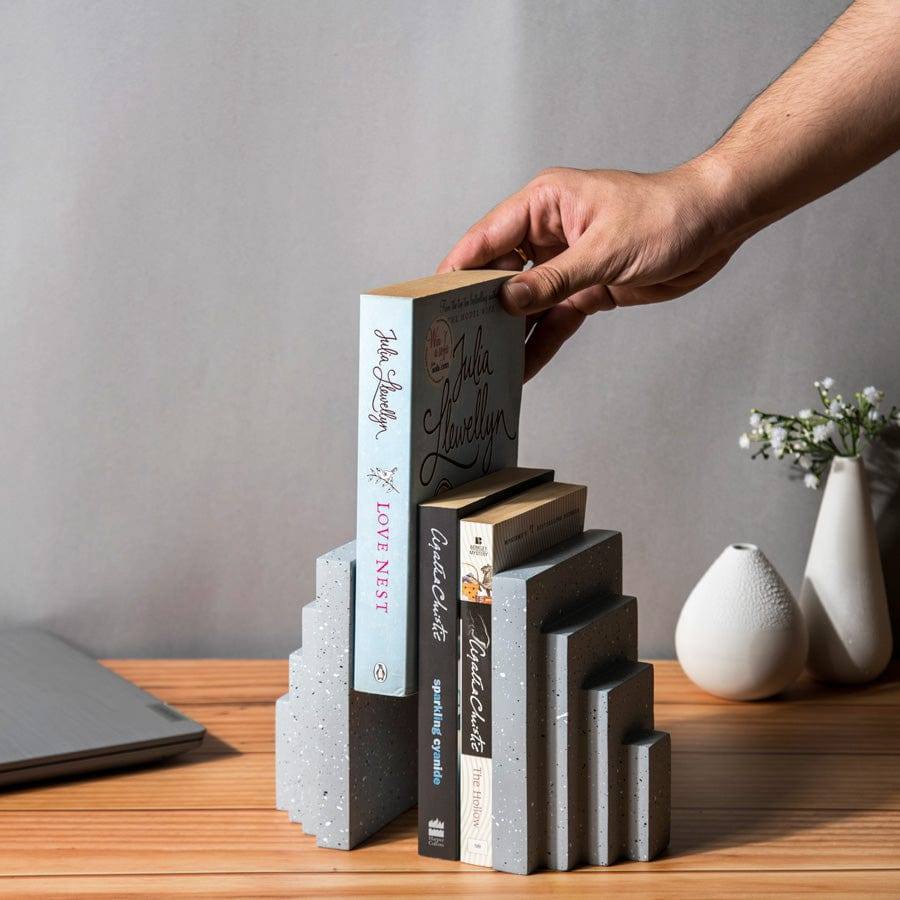 Accordion Bookends, Set of 2 - Speckled Grey