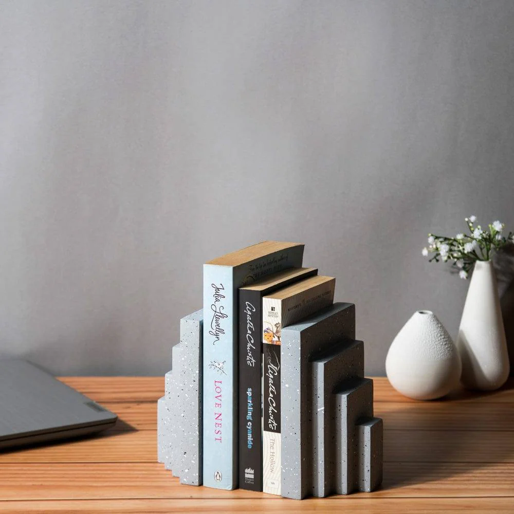Accordion Bookends, Set of 2 - Speckled Grey - Image 2