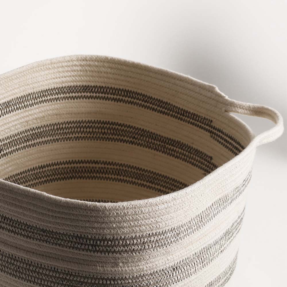 Aldo Corded Storage Basket Large - Cream Black - Image 5