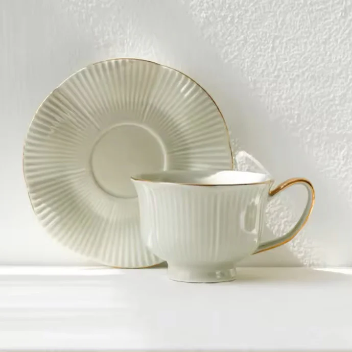 Allure Ceramic Cup With Saucer - Pistachio Green - Image 5