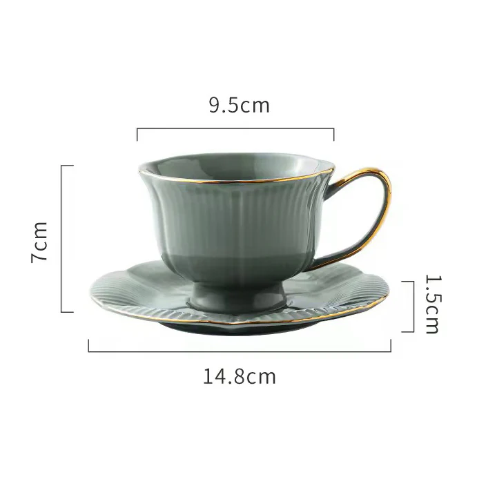 Allure Ceramic Cup With Saucer - Sage Green - Image 5