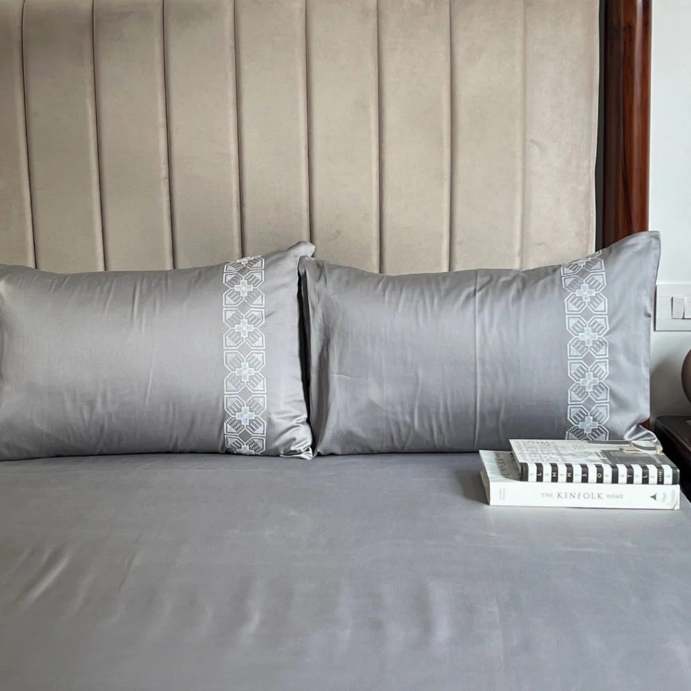 Allure Dreams Cotton Bedsheet Set - Slate - Image 3