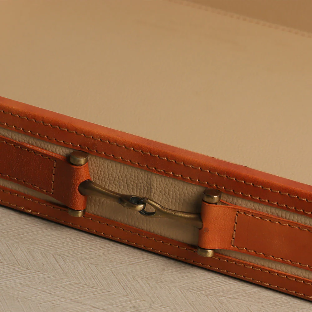 Alma Leather Trays, Set of 2 - Taupe - Image 5