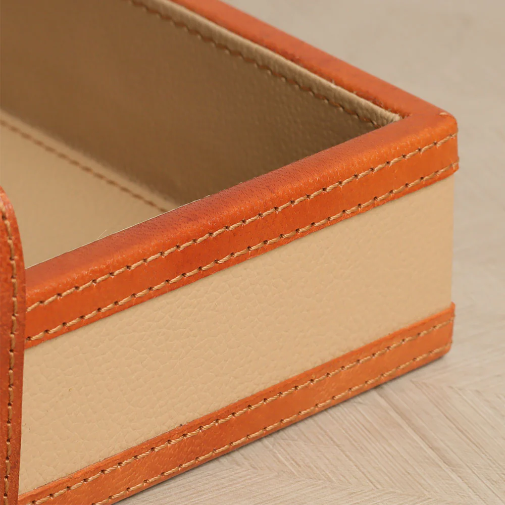 Alma Leather Trays, Set of 2 - Taupe - Image 6