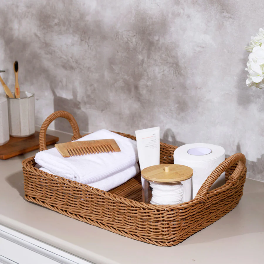 Alma Rectangular Basket with Handles Large - Khaki - Image 2
