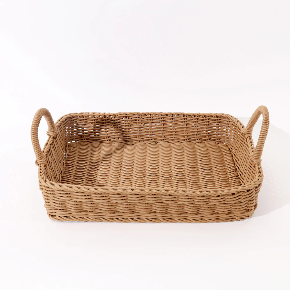 Alma Rectangular Basket with Handles Large - Khaki - Image 5