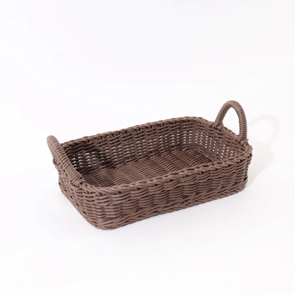 Alma Rectangular Basket with Handles Medium - Dark Brown - Image 3