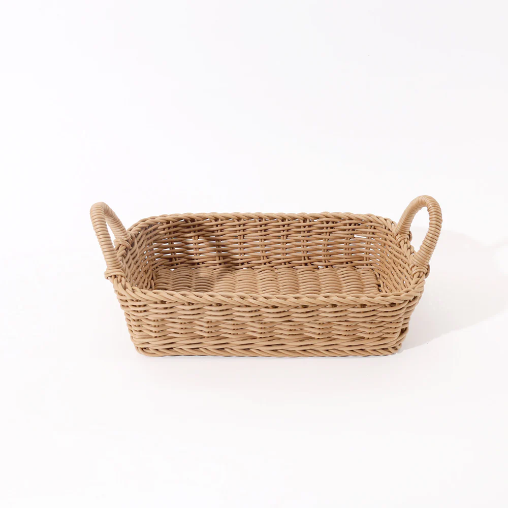 Alma Rectangular Basket with Handles Medium - Khaki - Image 3