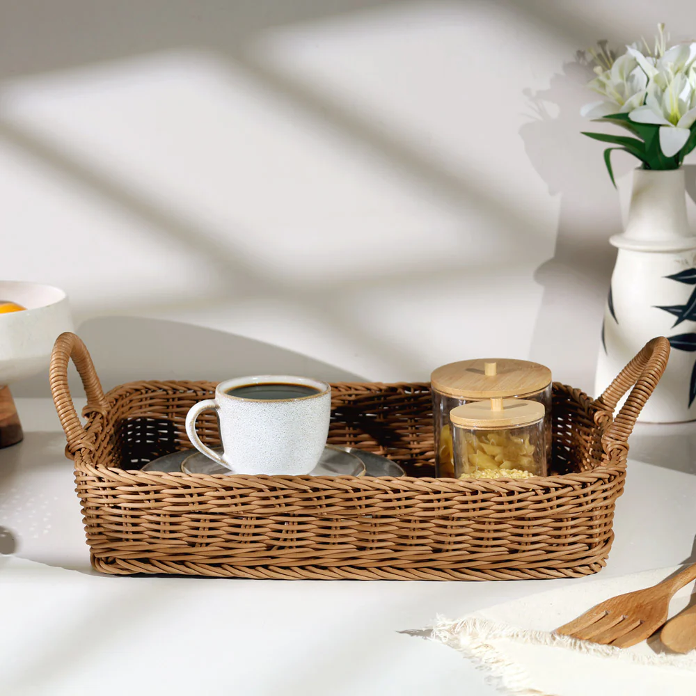 Alma Rectangular Basket with Handles Medium - Khaki - Image 6