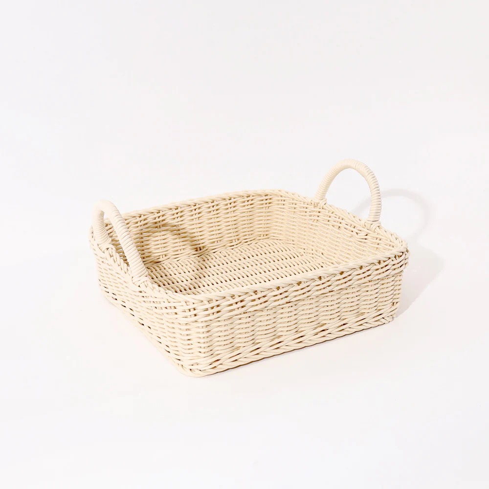 Alma Square Basket with Handles Medium - Ivory - Image 3