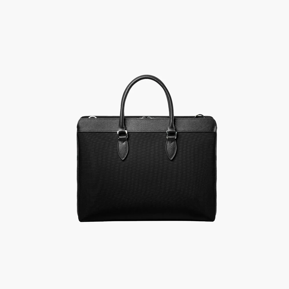 Alpha Leather-Trimmed Briefcase - Black - Image 10