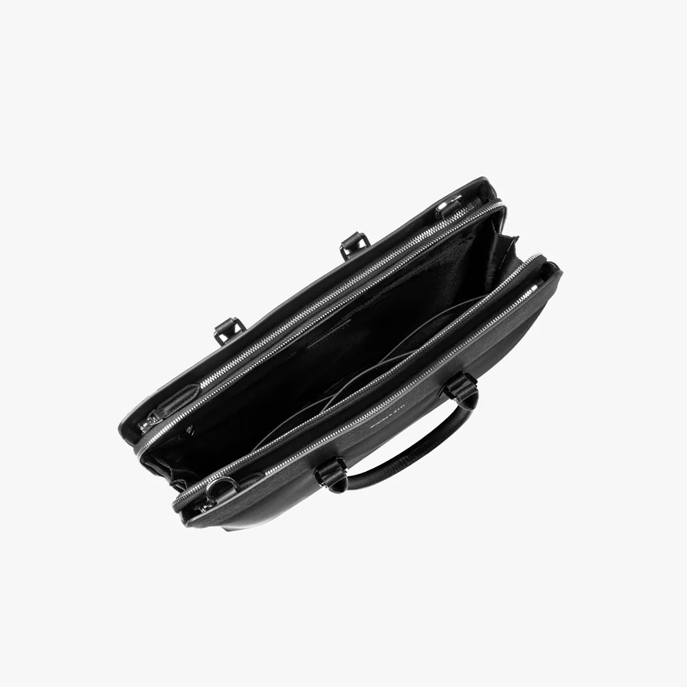 Alpha Leather-Trimmed Briefcase - Black - Image 12
