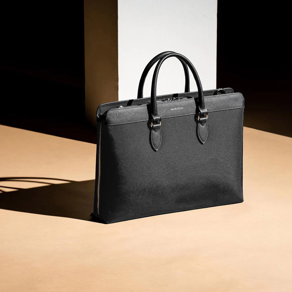 Alpha Leather-Trimmed Briefcase - Black - Image 5