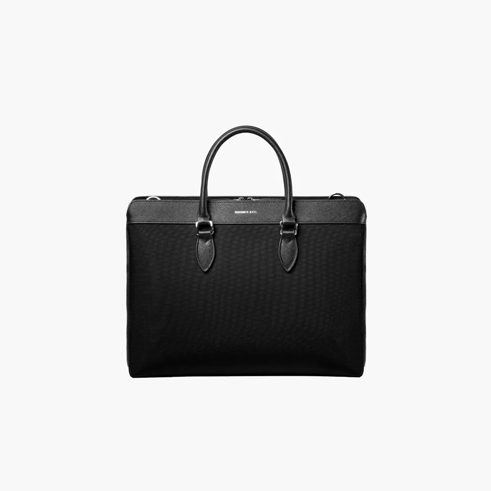 Alpha Leather-Trimmed Briefcase - Black - Image 7