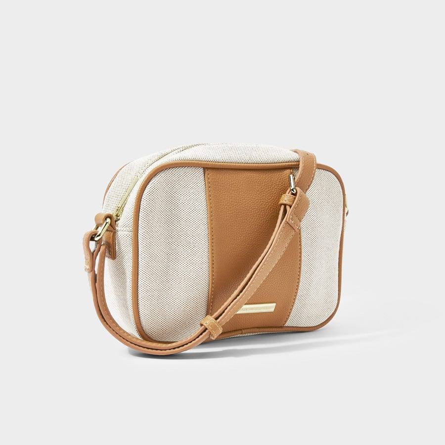 Amalfi Canvas Crossbody Bag - Cream & Light Brown - Image 4
