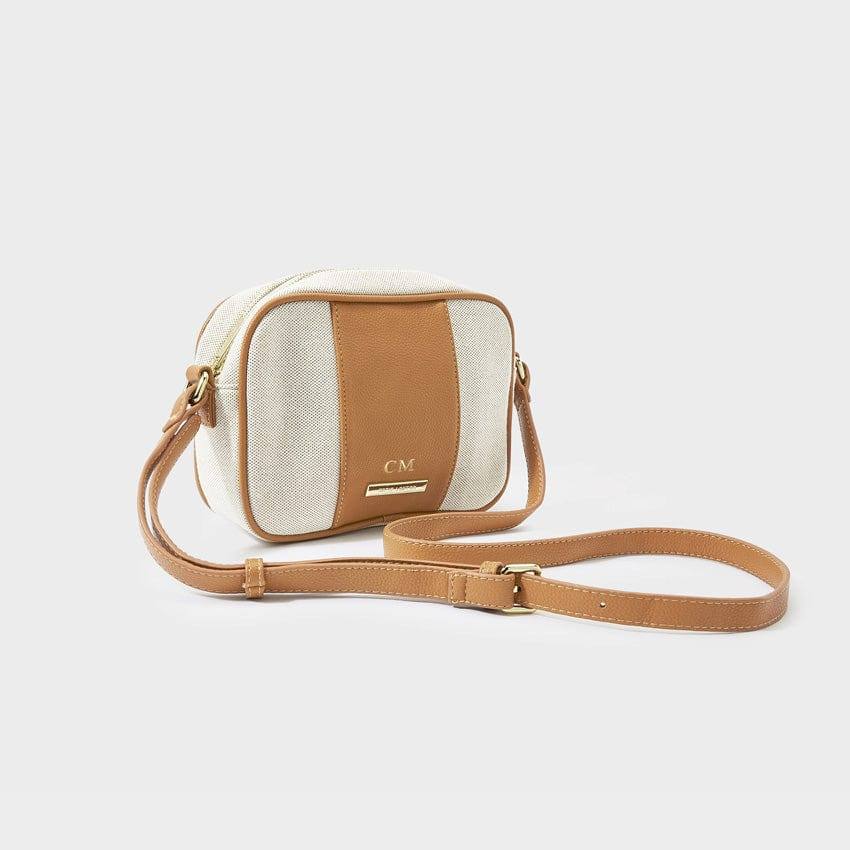 Amalfi Canvas Crossbody Bag - Cream & Light Brown - Image 6