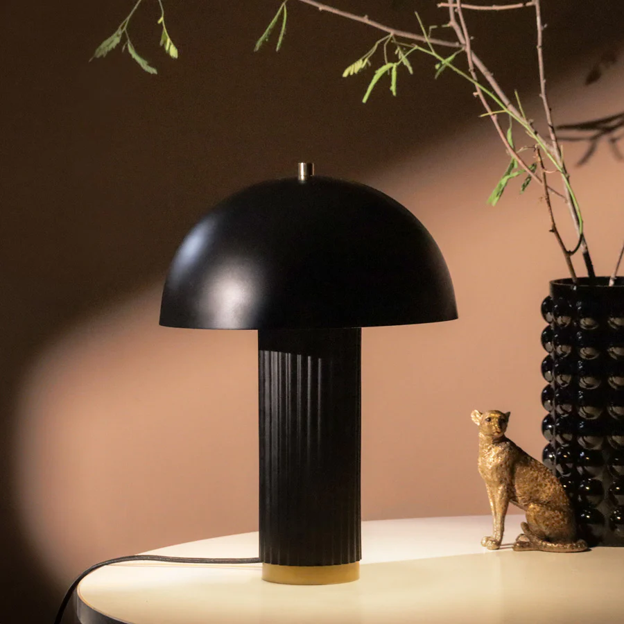 Amden Ribbed Table Lamp Large - Black Gold - Image 2
