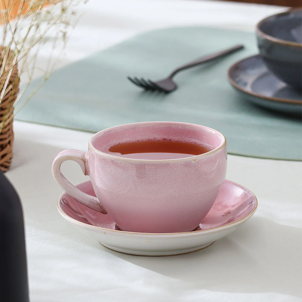 Amici Ceramic Cup and Saucer Set - Light Pink - Image 5