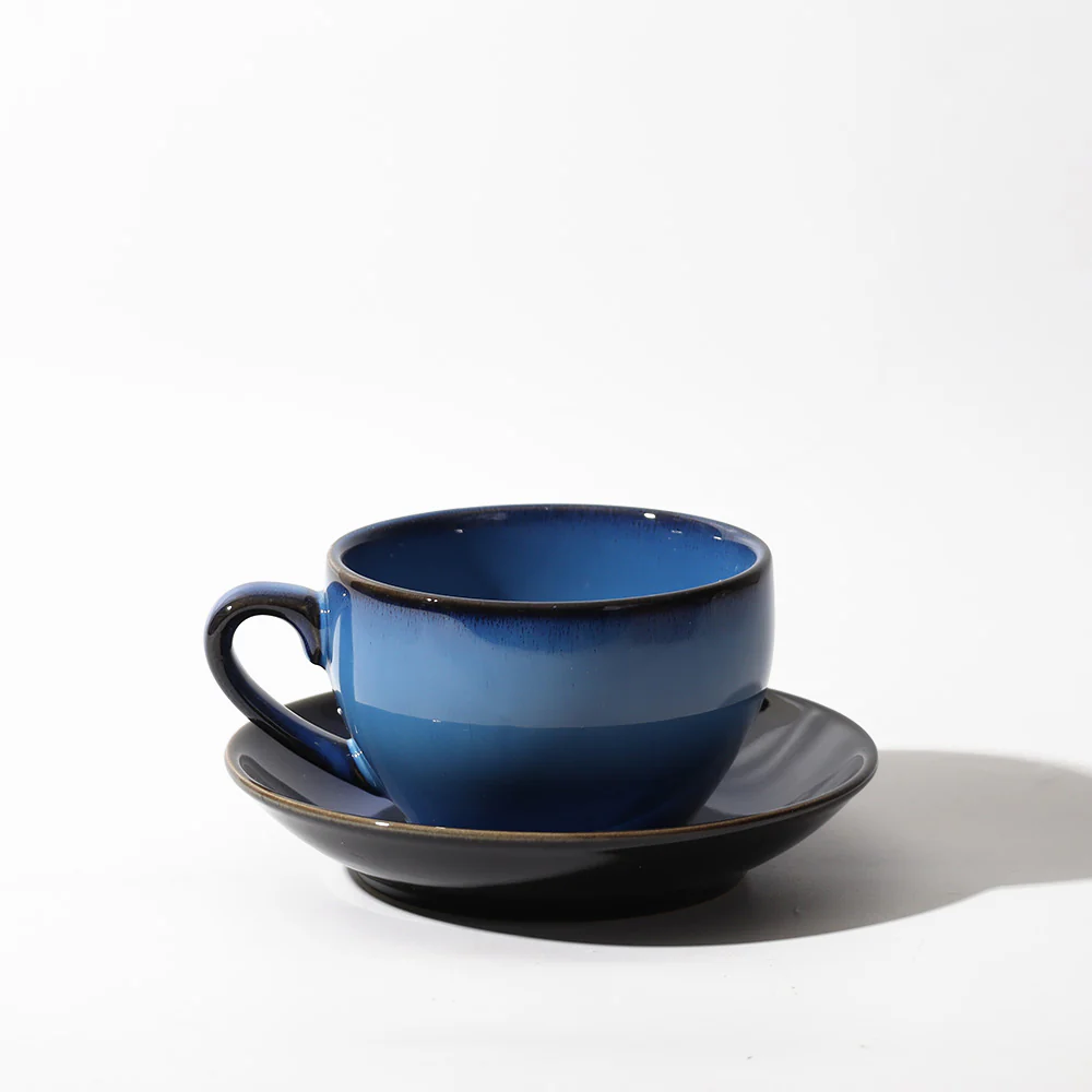 Amici Ceramic Cup and Saucer Set - Ocean Blue - Image 3