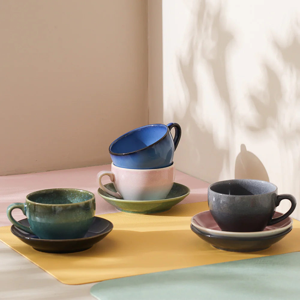 Amici Ceramic Cup and Saucer Set - Ocean Blue - Image 6