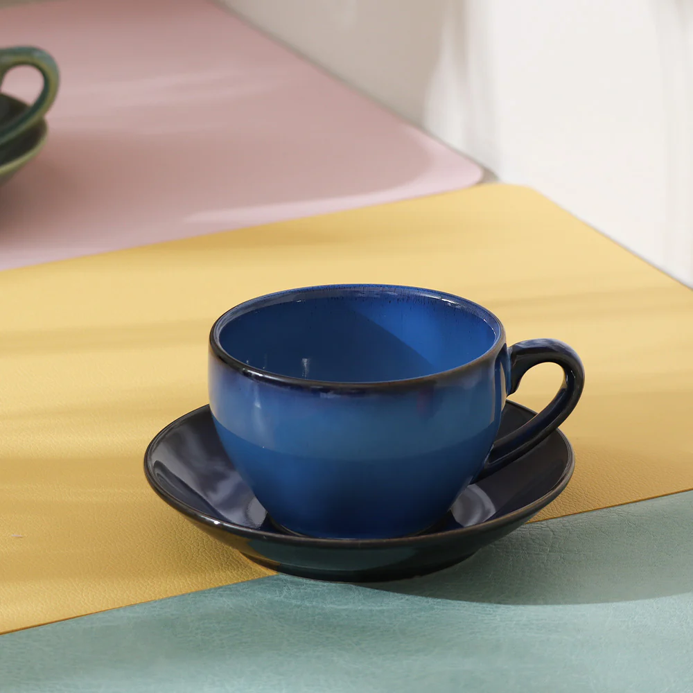 Amici Ceramic Cup and Saucer Set - Ocean Blue - Image 7