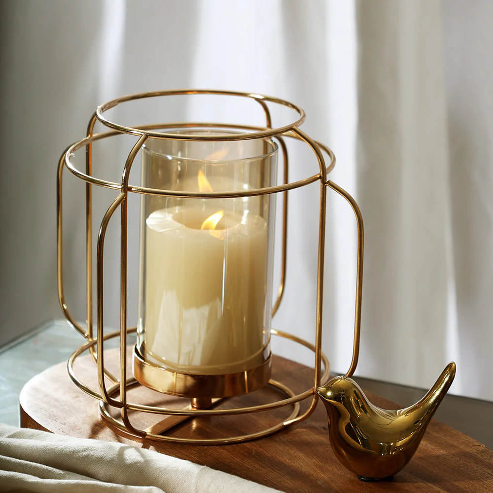 Andrea Wireframe Candle Holder Medium - Gold - Image 2