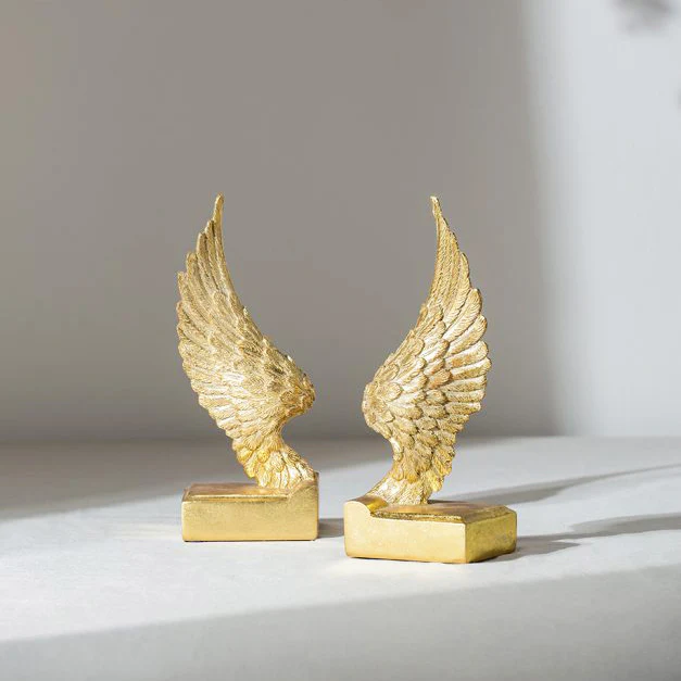 Angel Wings Bookends, Set of 2 - Antique Gold - Image 10