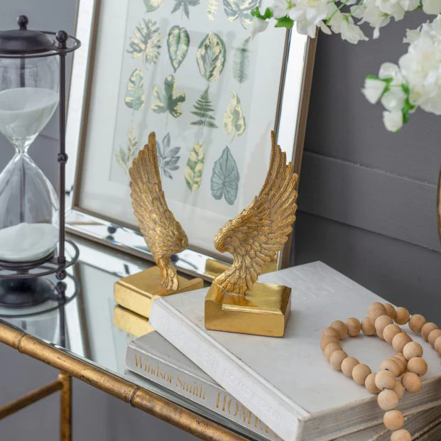Angel Wings Bookends, Set of 2 - Antique Gold - Image 11