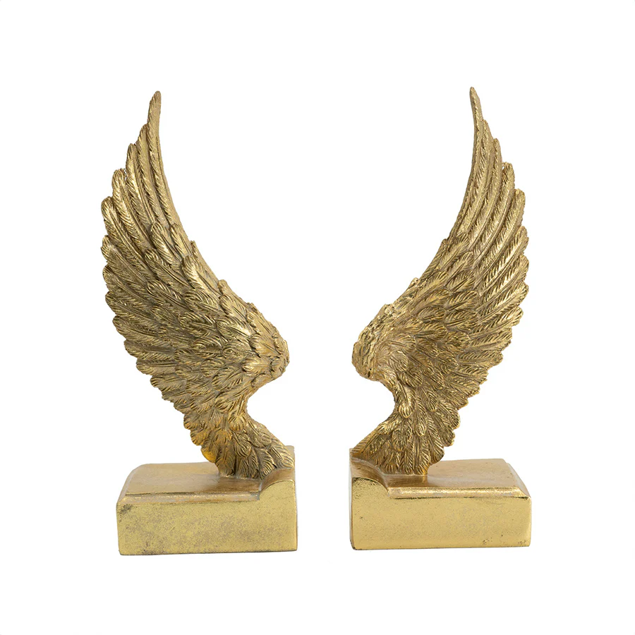 Angel Wings Bookends, Set of 2 - Antique Gold - Image 4