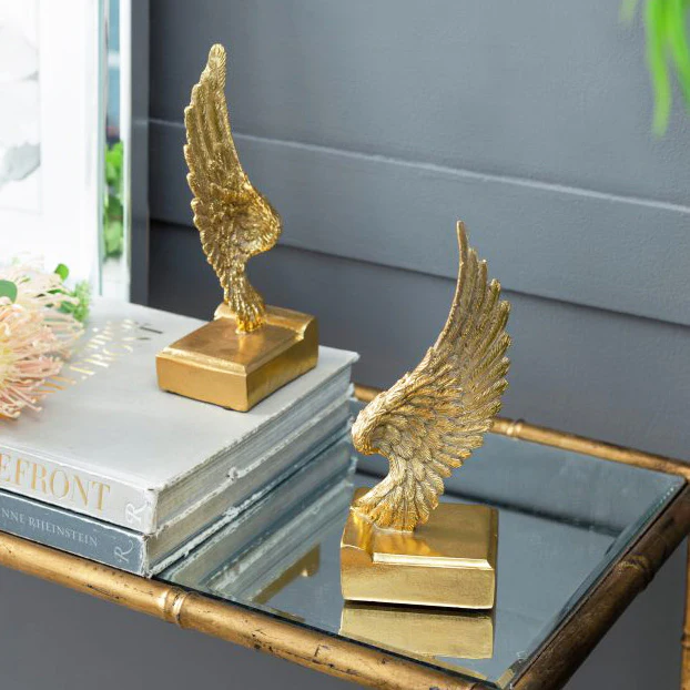 Angel Wings Bookends, Set of 2 - Antique Gold - Image 8