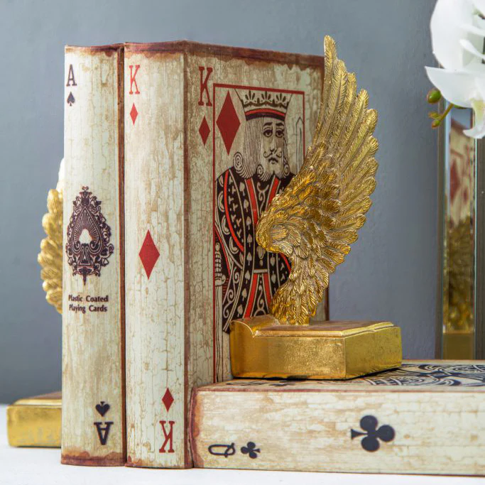 Angel Wings Bookends, Set of 2 - Antique Gold - Image 9