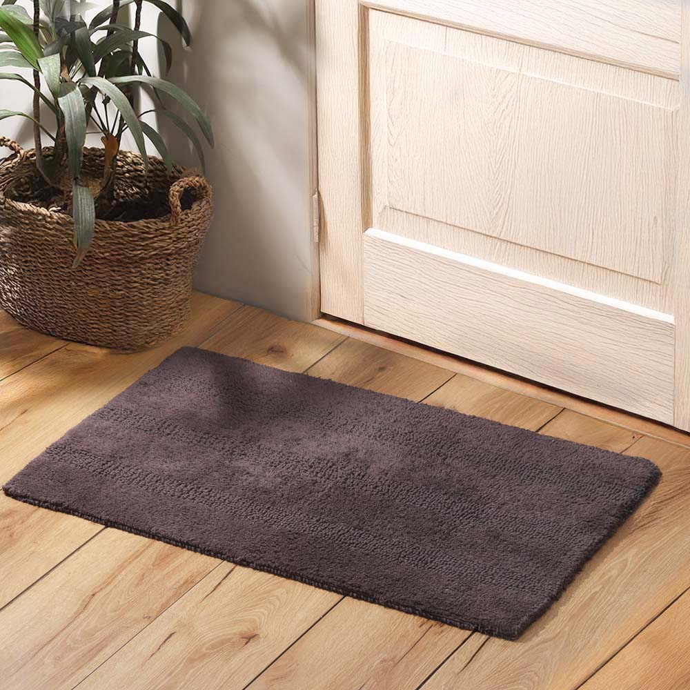 Ansa Striped Reversible Loop-Tufted Bathmat - Brown - Image 2