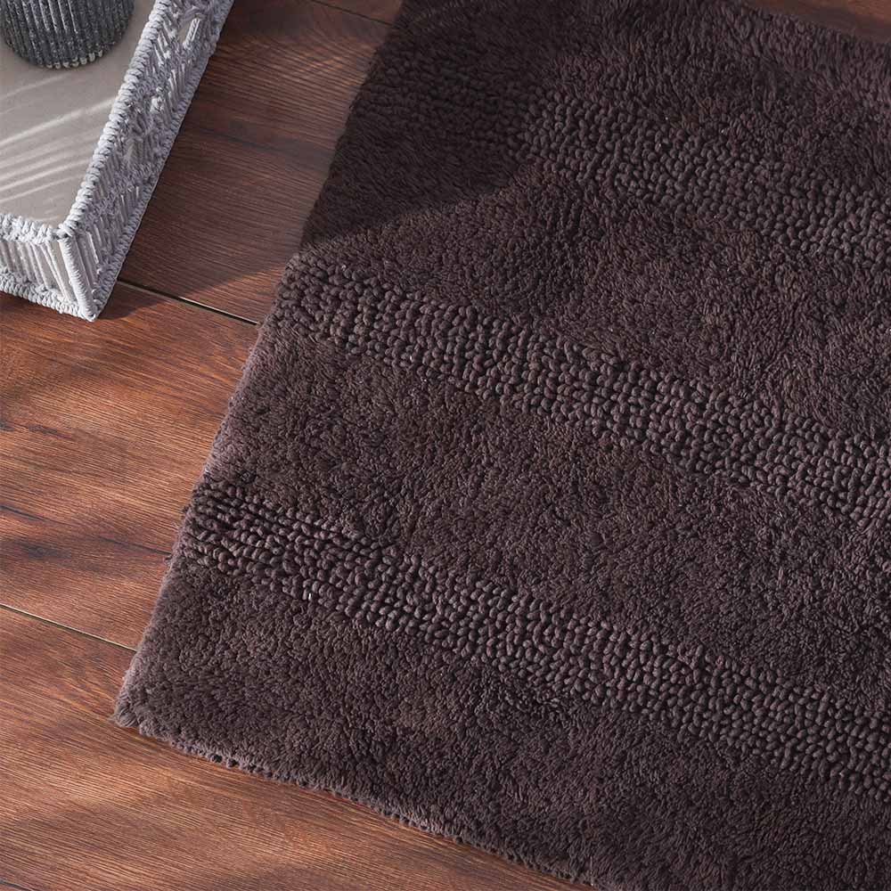 Ansa Striped Reversible Loop-Tufted Bathmat - Brown - Image 4
