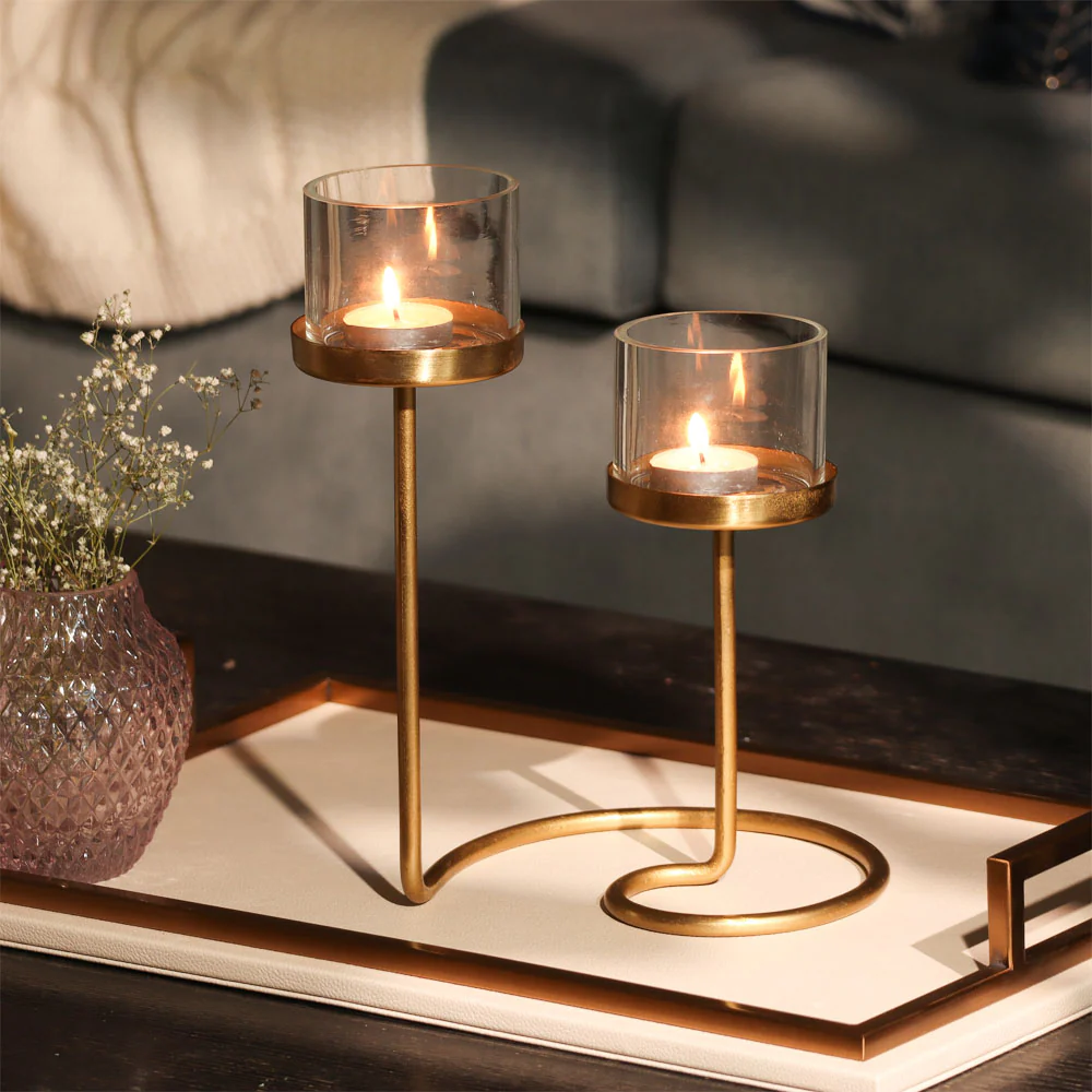 Anya Loop Tealight Holders - Gold - Image 2