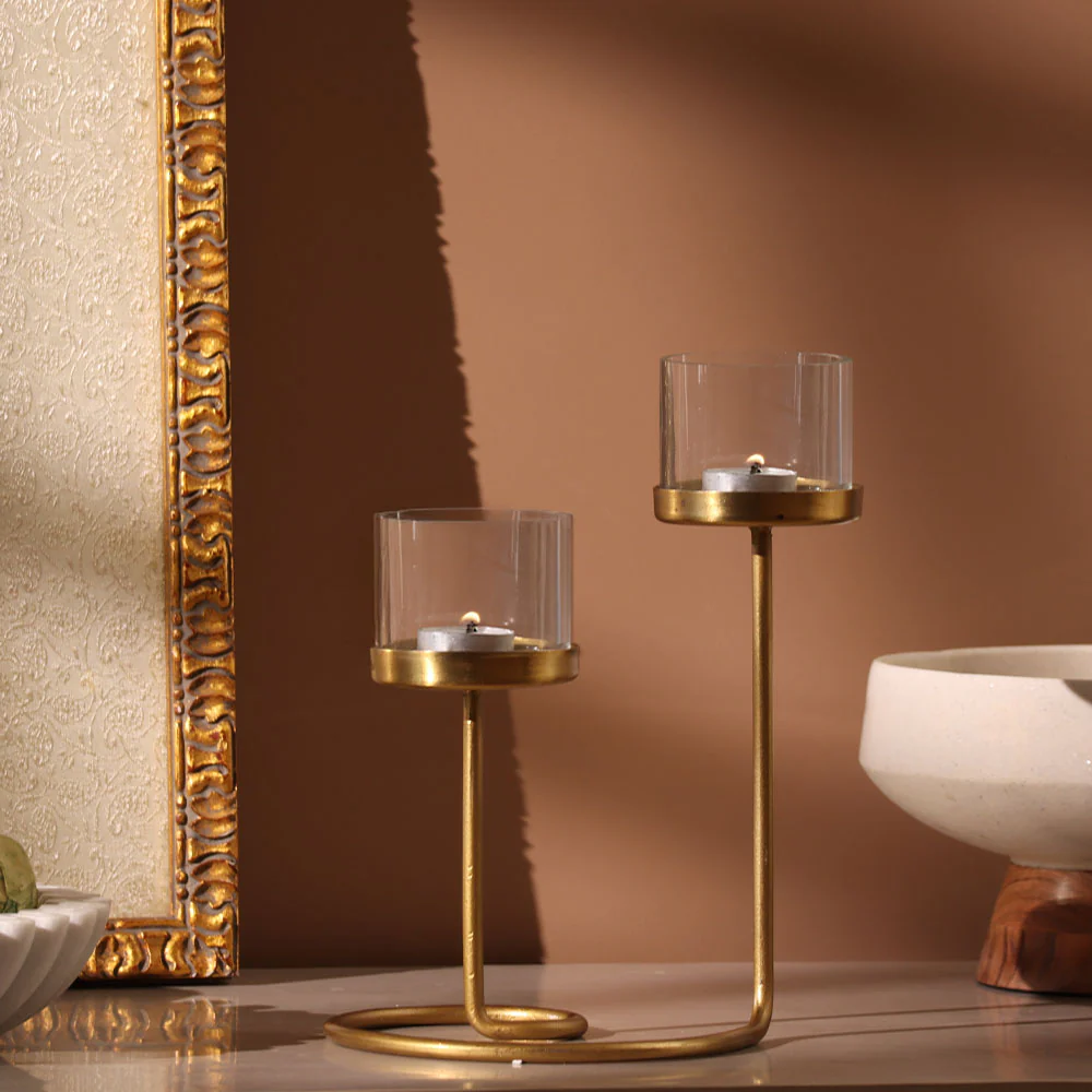 Anya Loop Tealight Holders - Gold - Image 3