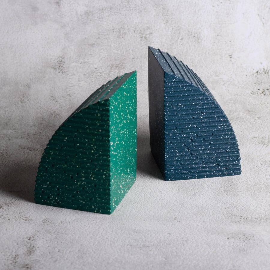 Arc Speckled Bookends, Set of 2 - Blue Green - Image 4