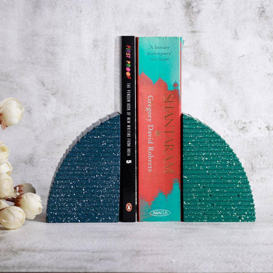 Arc Speckled Bookends, Set of 2 - Blue Green - Image 6