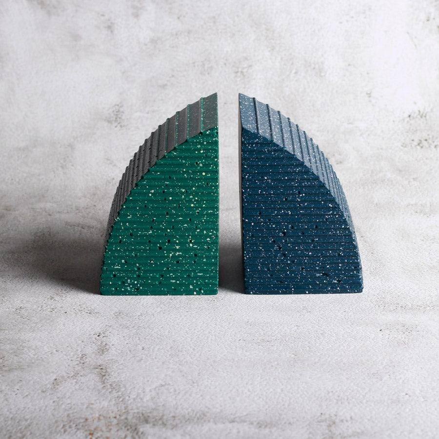 Arc Speckled Bookends, Set of 2 - Blue Green - Image 7