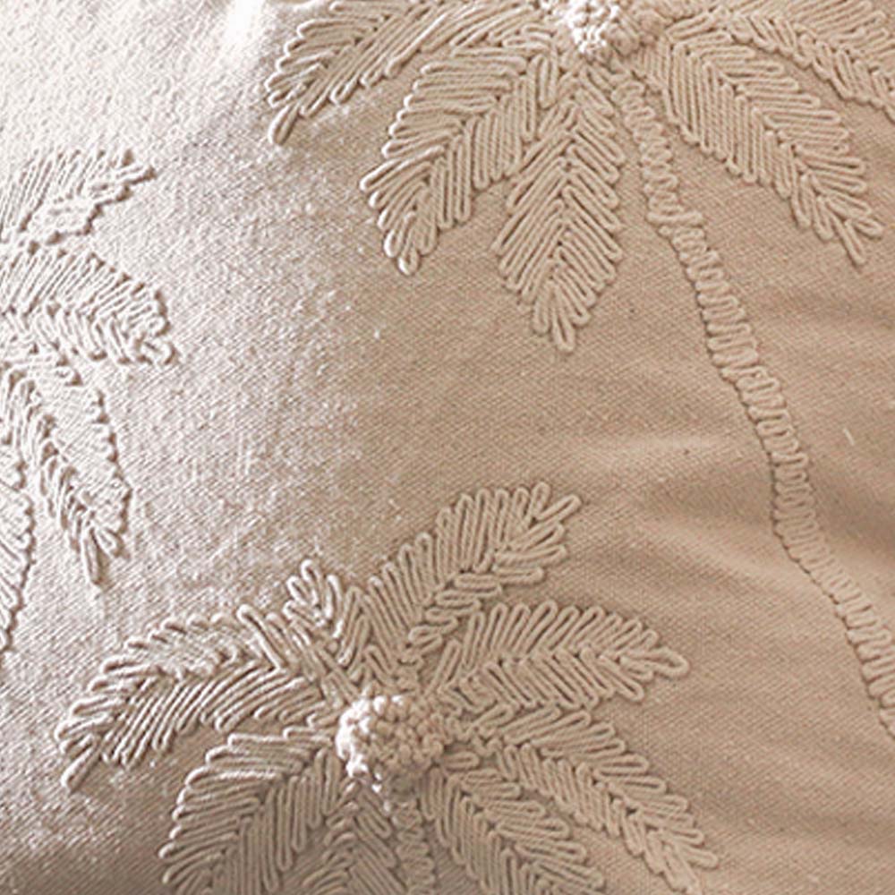 Areca Embroidered Cotton Cushion Cover 45x45cm - Beige - Image 5