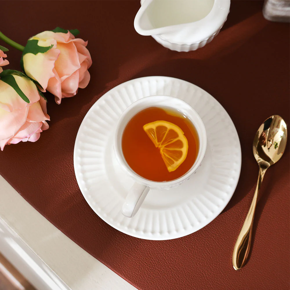 Aria Ceramic Cup and Saucer Set - White - Image 6