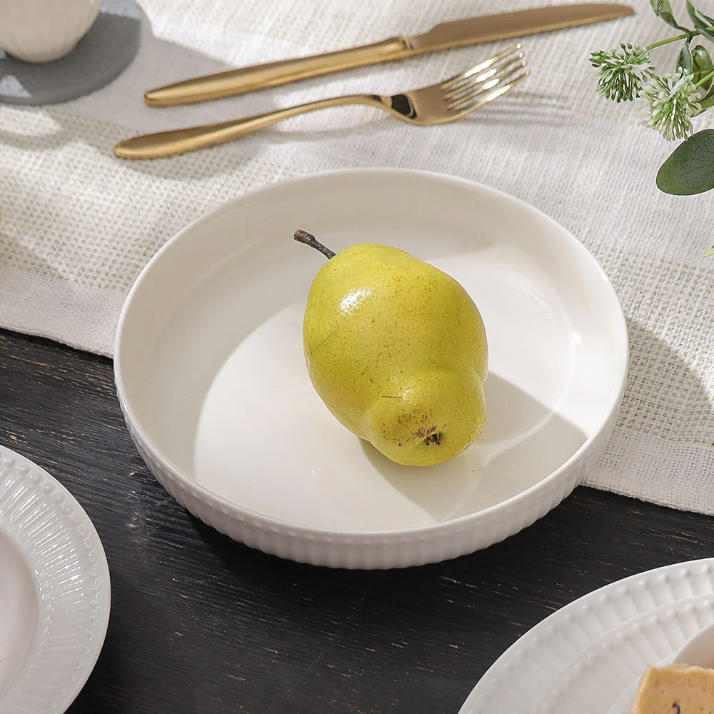 Aria Ceramic Serving Plate - White - Image 2