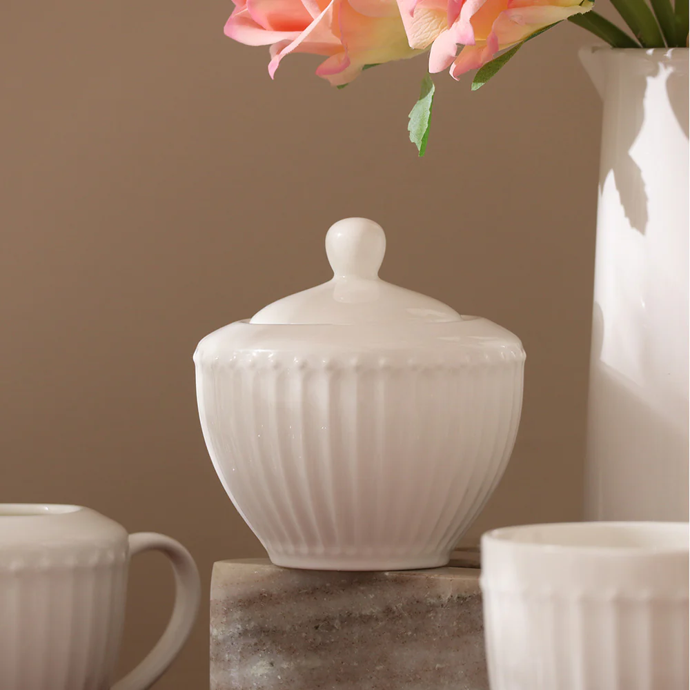 Aria Ceramic Sugar Bowl - White - Image 2