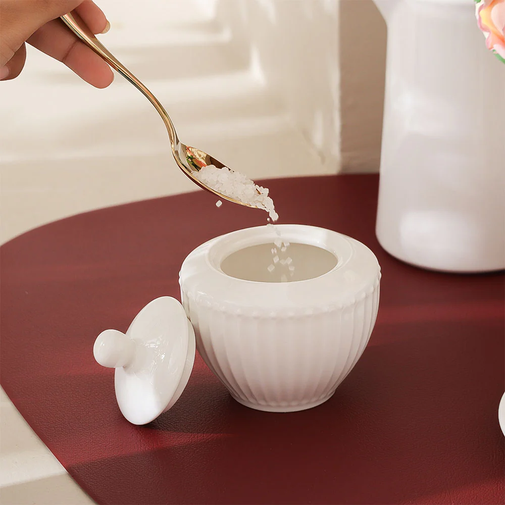 Aria Ceramic Sugar Bowl - White - Image 5